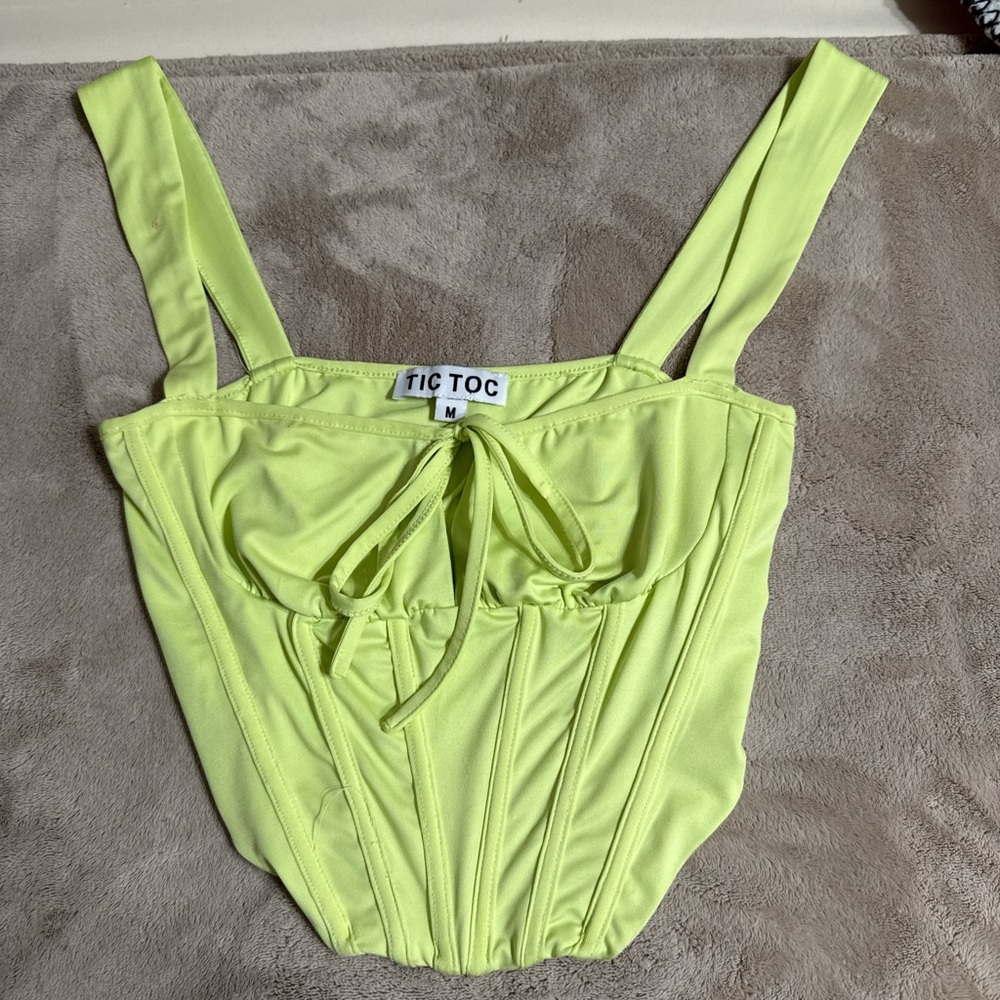 Neon yellow crop top corset